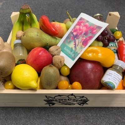 Fruitkistje met wenskaartje